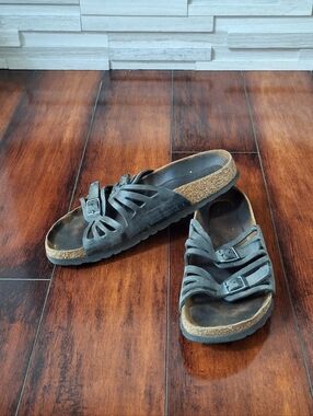 Birkenstock Granada Black Gray Strappy Sandals EU 40 US 9 Comfort Slides